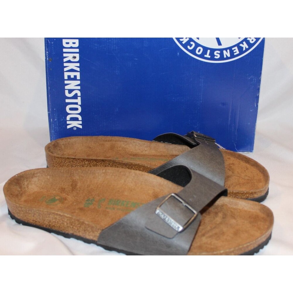 Men Birkenstock Madrid Footbed Sandals EU 46 US 13 Birko-Flor Buckle‎ GRAY NIB